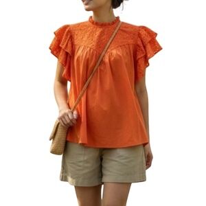 #A033   A New Day Orange Blouse - Size XXL